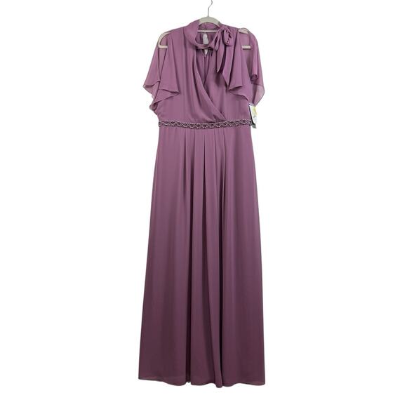 Ignite Evenings New York New Maxi Dress Size 14 Purple Embellished Waist - Picture 12 of 14
